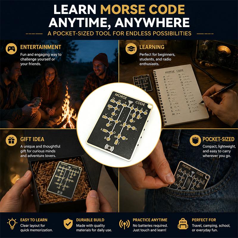 LED Morse Code Trainer Card Pocket-Sized Portable Encryption Practice Device Lightweight Morse Code Practice Trainer