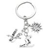 Key Ring Snowflake Pendant Metal Pendant Ice Skates Pendant Skiing Keychain  Gifts