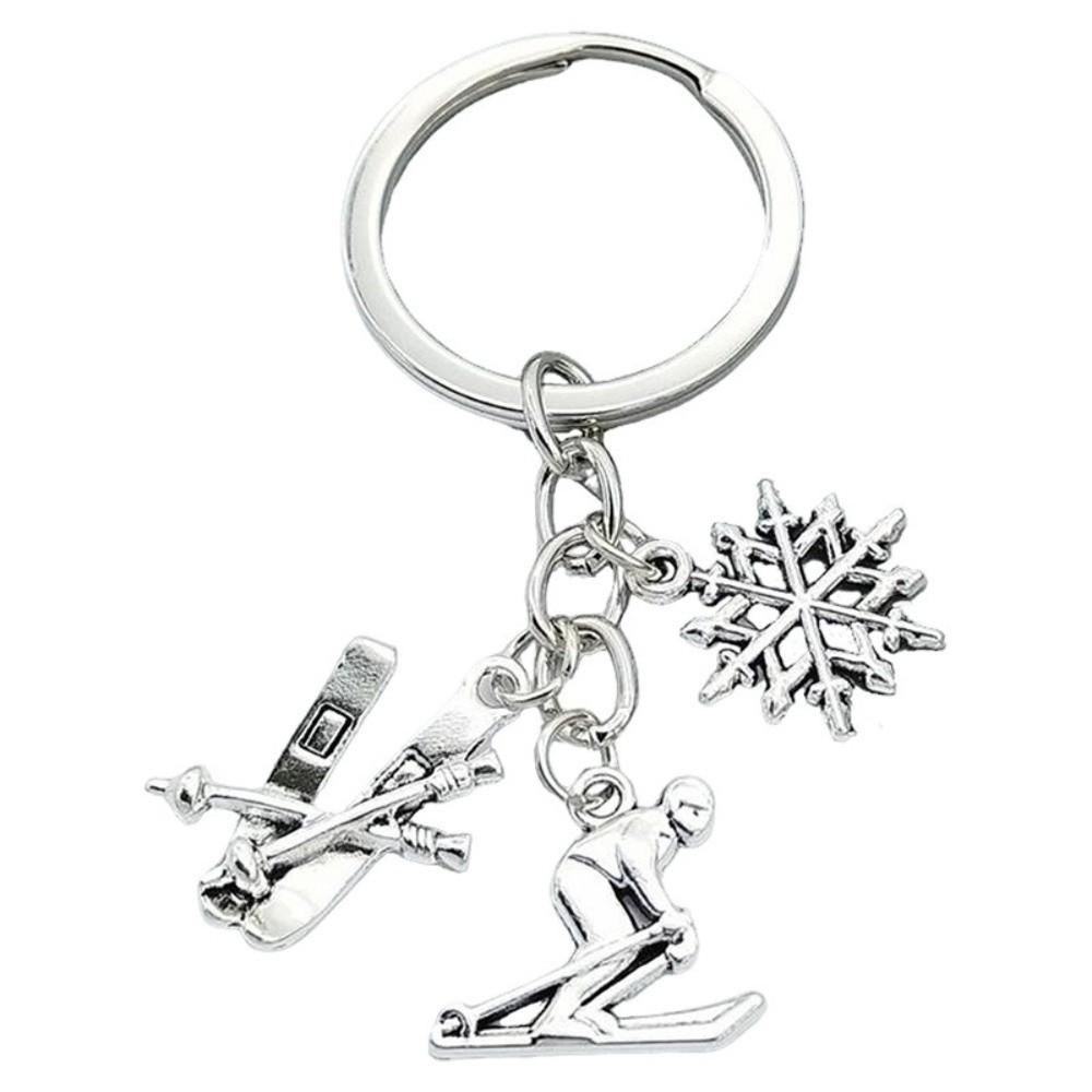 Key Ring Snowflake Pendant Metal Pendant Ice Skates Pendant Skiing Keychain Gifts
