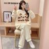 Women's Winter Coral Fleece Pajamas, Long-Sleeved Flannel Set with Velvet, Suitable for Spring and Autumn, Can Be Worn Outdoors