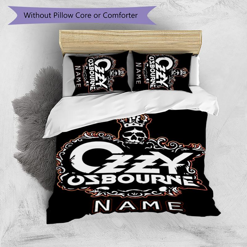 3pcs Custom Name rock Ozzy Osbourne Bedding Set Duvet Cover Closure Includes 1 Duvet Cover & 2 Pillowcases for All Seasons Bedroom Decor