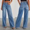 Women Baggy Mid Waist Jeans Wide Leg Loose Denim Pants Straight Leg Cropped Barrel Jeans