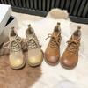 Женские ботинки 2024 осень/зима короткие ботинки ретро мягкая подошва круглый носок шнуровка нескользящие замшевые ботильоны с лоскутным узором