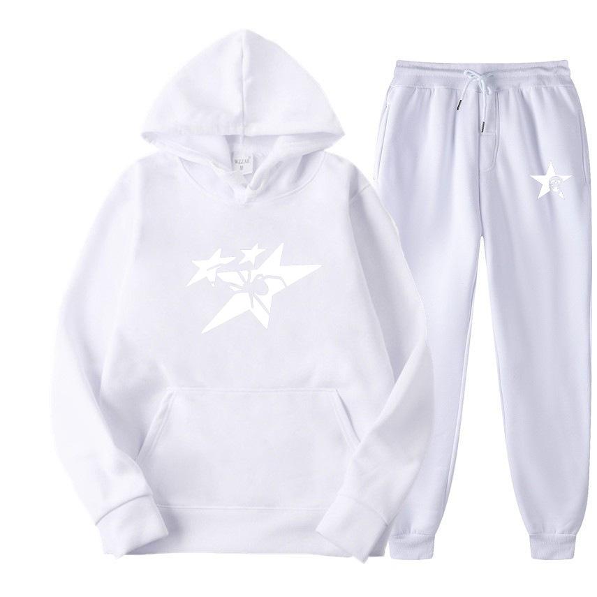 Direct supply Printed hooded sweater sweatpants set Loose casual men's sweater set Manufacturers have a large number of spot