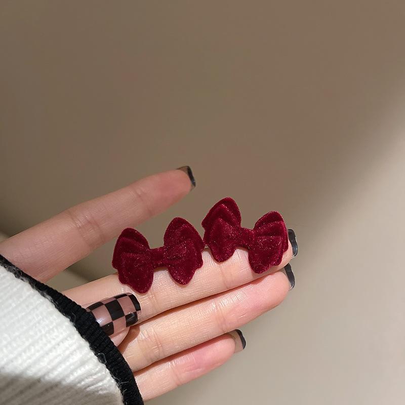 Vintage Red Flocking Earrings Collection Bow Knot Earstuds Vintage Style Earrings Jewelry Gift