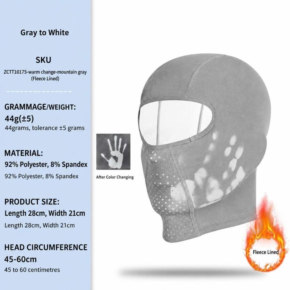 Breathable Thermochromic Balaclava Heat Sensitive Fleece Balaclava New Nylon Face Mask Unisex