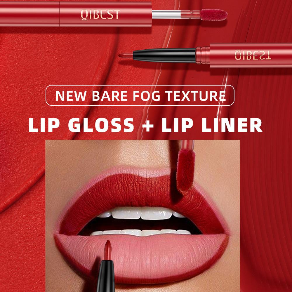 3Pcs/set Dual-head Lip Gloss Lip Liner Pencil 2-in-1 Set Waterproof Matte Velvet Non-smudge Dual-head Lip Glaze Lip Liner Lipstick Set