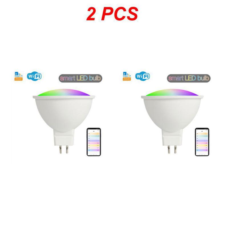 Умная светодиодная лампа WiFi с голосовым управлением Умная лампа MR16 WiFi RGB+CW 5 Вт 12 В Светодиодные лампы с регулируемой яркостью Приложение для лампочек Удаленное голосовое управление Работа