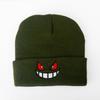 New Animation Cartoon Geng Gui Big Mouth Red Eyes Embroidery Autumn and Winter Wool Knitted Hat Pullover Thermal Hat