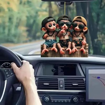 2D Акриловая Подвеска Подвесное Украшение со Шнурком Легко Подвесить Мультяшная Обезьянка