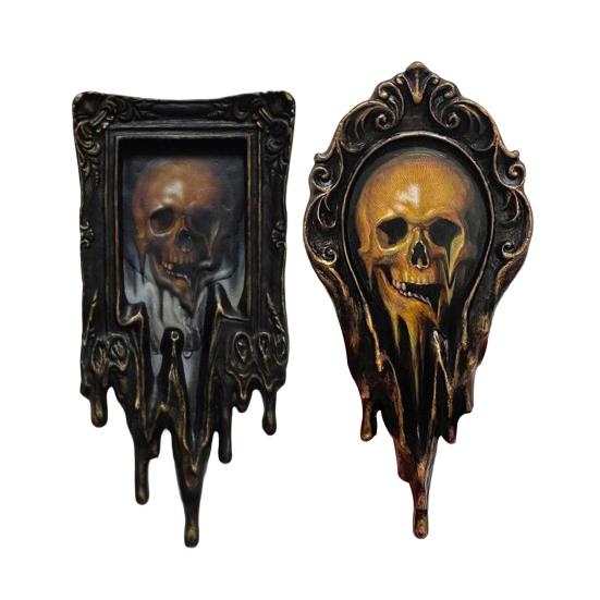 Настенное искусство Ручная работа Жидкая Сюрреалистичная Картина Череп Готика Рамка Настенная