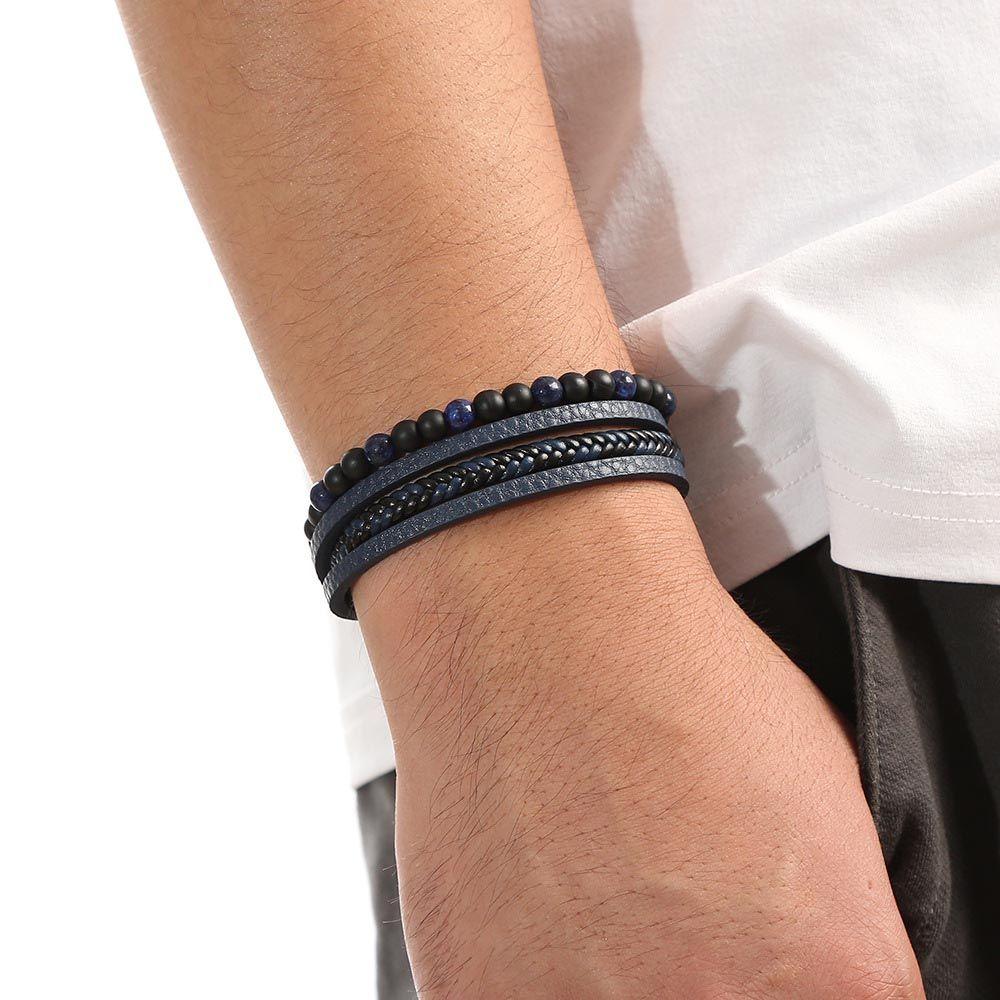 Elegant For Women Magnet Bohemia Leather Men Bracelets Beaded Wristband Korean Bangles