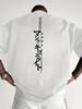 New Unisexs Crew Neck Tshirt Japanese Vertical Kanji Print Loose Fit Cotton Tee Shirts For Daily Wear
