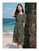 The Wizard of Oz Jiuzi Anna Kou Elegant Plant Printed Folded Chiffon Dress 2025 Summer New Style