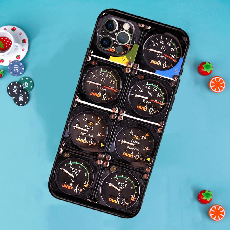 Flight Instruments Cockpit Phone Case For iPhone 17 Air 15 14 13 12 11 16 Pro Max 13 12 mini 15 16 Plus 16e Cover Funda