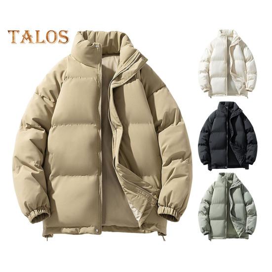 Зимнее хлопковое пальто с воротником-стойкой, длинным рукавом, застежкой-молнией, пуховая куртка с карманами, однотонная, свободный крой, утепленная теплая верхняя одежда