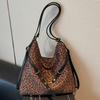 2025 Autumn New Fashion Leopard Print Shoulder Bag, Messenger Bag, Women's Retro Matte Large-capacity Commuter Bucket Bag