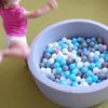 Selonis Soft Ball Pit Pool 90x30cm/no Balls Round for Baby Toddler Foam, Light Grey:grey-white-turquoise