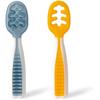 Feeding fork,Baby Learning Set Of 2 Silicone Spoons (Stage 1 Stage 2), 1 Recommended By Nutritionists And Experts Baby Led Weaning,  Orange/Blue