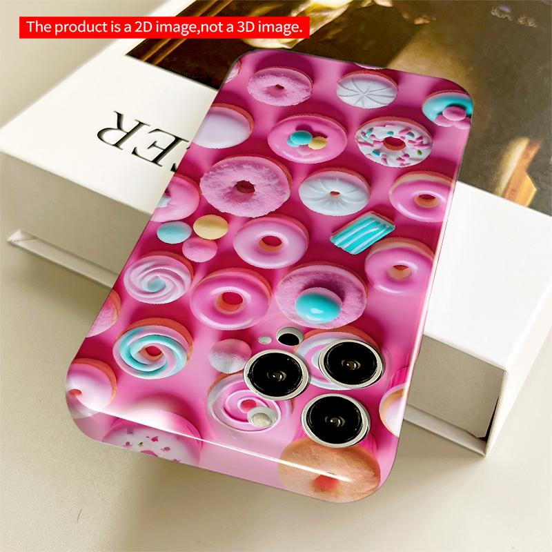 2DFlat Pink Donut Paradise Dessert Collection All inclusive film hard iPhone case, compatible with iPhone 18 Pro Max 17 16 15 14 13 12 11