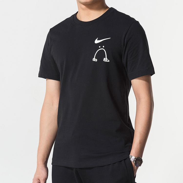 Nike Smiley Casual Short Sleeve T-Shirt Men Tops Black AO0624-010