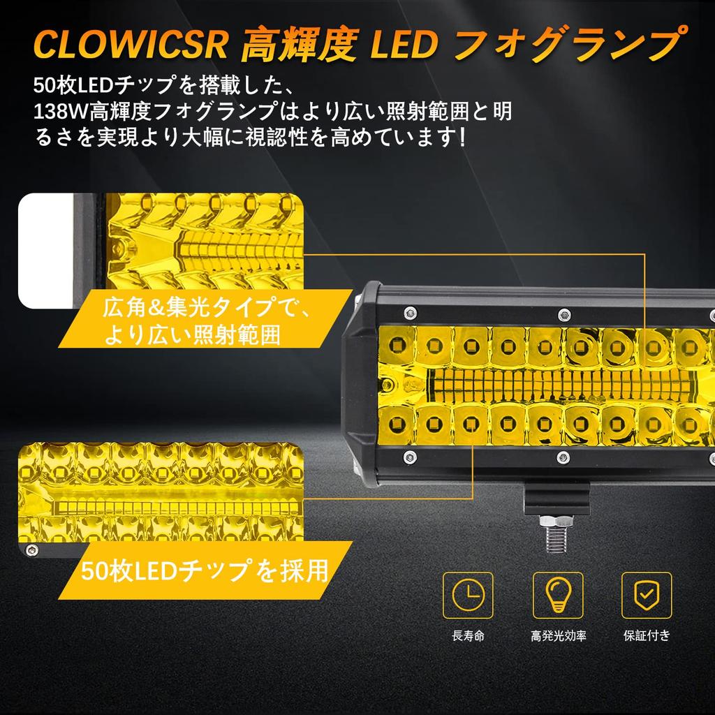 CLOWICSR 7 дюймов 138 Вт Светодиодный рабочий свет высокой яркости с золотистым свечением, Палубный свет,