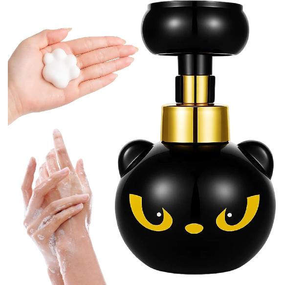Cat Soap Dispenser, Black Cat Paw Foam Soap Dispenser, Cute Hand Soap Dispenser for Daily Use, Novelty Soap Dispenser with Paw Print Design, Perfect