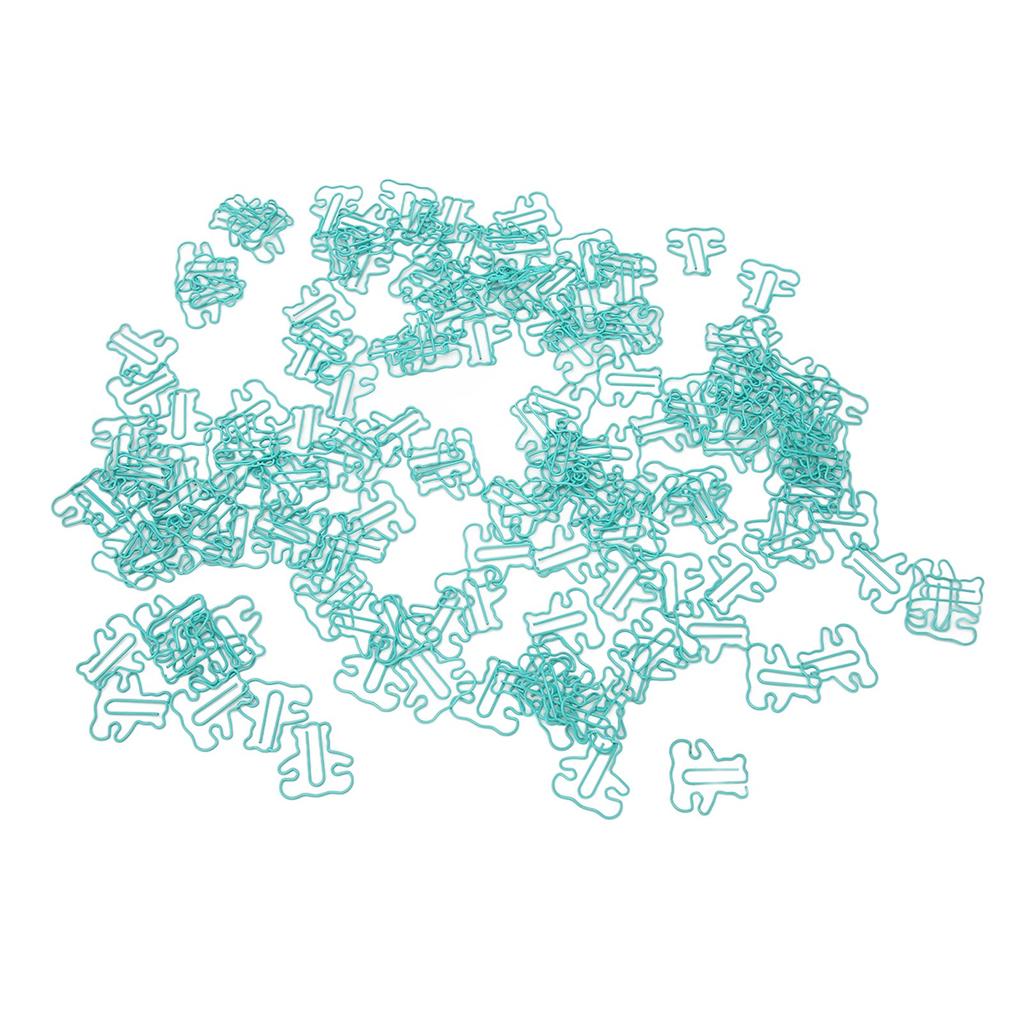 160pcs Little Bear Paper Clip Blue Cute Animal Shaped File Note Page Marker Clips Bookmark for File