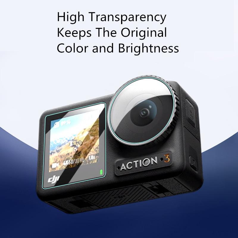 Lens Screen Protector for DJI Action 4 Anti-scratch Tempered Glass Screen Cover Protector Camera Lens Film for DJI OSMO Action4