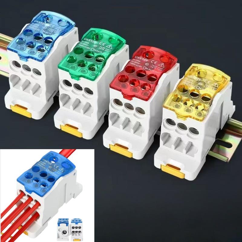 NEW DIN Rail Terminal Block UKK Series 80A Distribution Box One In Six Out Power Wire Electrical Connector Junction Equipment