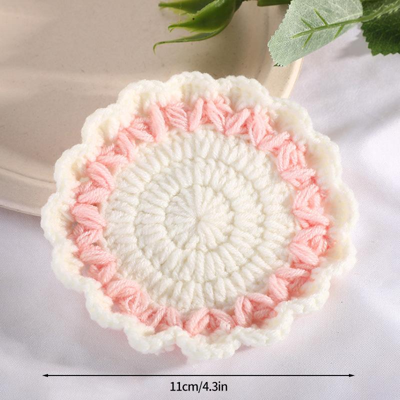 Круглые подставки под стаканы с подсолнухами, связанные вручную, подставки под стаканы с цветочным узором, многоразовые изоляционные подкладки, плетеные подставки под кофейные чашки, украшения