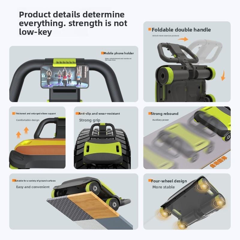 4 Wheel Ab Roller Automatic Recoil Abdominal Wheel Trainer for Men Women Core Workout Equipment for Home Gym Fitness