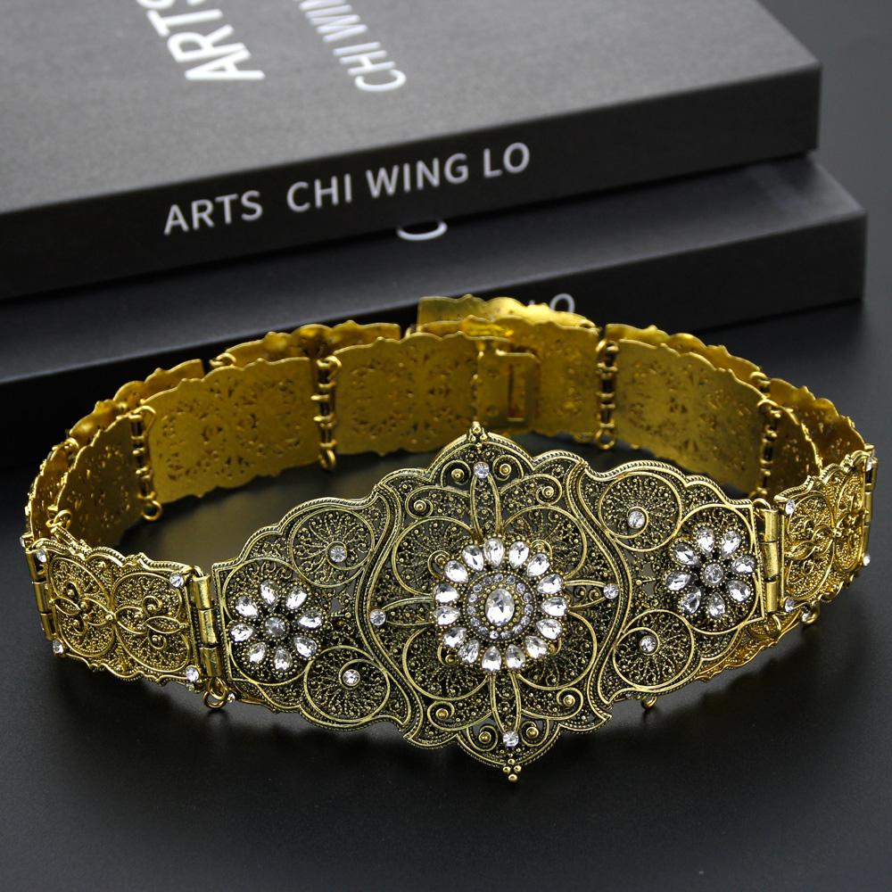 Женский металлический пояс золотого цвета с кристаллами, регулируемая длина, свадебные украшения