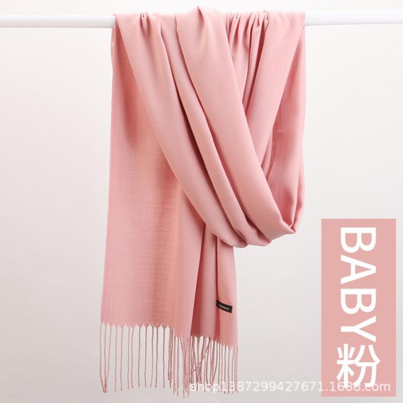 Solid Color Cashmere Bristle Scarf Women's Autumn and Winter Warm Versatile Gift Shawl Factory