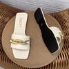 Summer Ladies Flat Sandals With Metal Chain For Casual Daily Wear