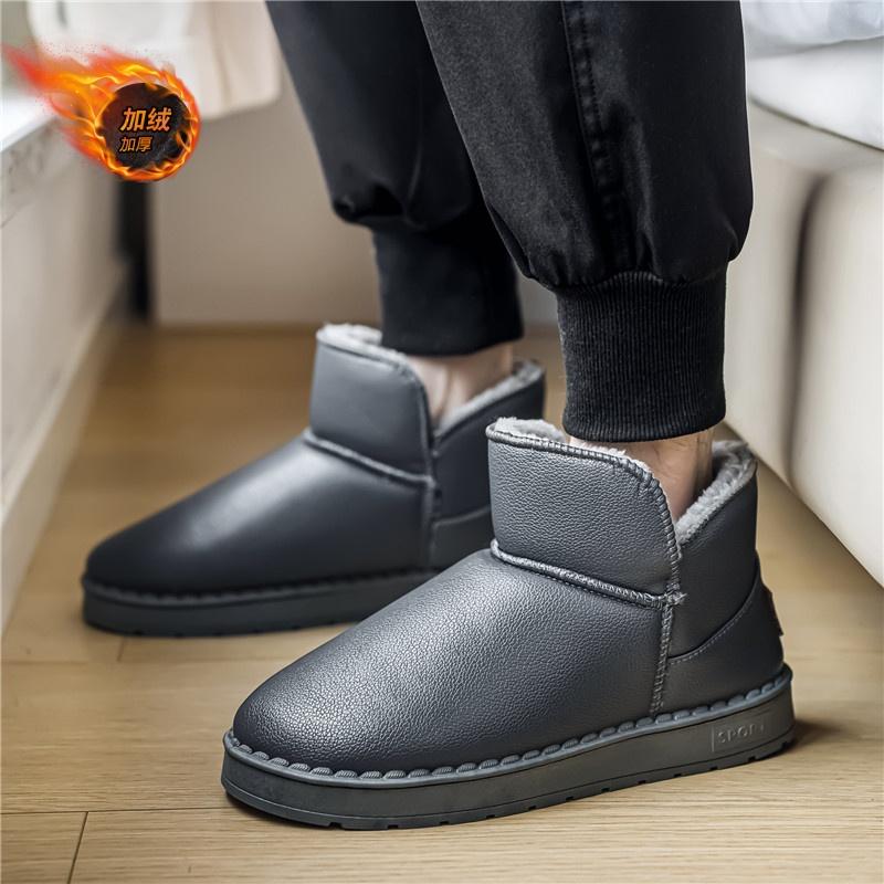 Зимние новые мужские бархатные теплые зимние ботинки 2024 года, легкие и удобные, средней высоты, универсальные, однотонные, из хлопка, размер 40-44