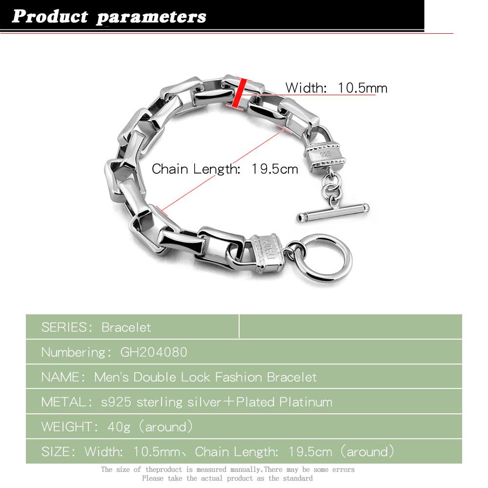Мужской браслет в стиле панк из 100% стерлингового серебра 925 пробы, женский модный браслет 10 мм 7-10 дюймов с замком на руку, цепная цепочка для мальчиков, ювелирные изделия в стиле хип-хоп