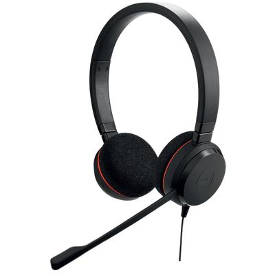 Jabra Стереогарнитура Evolve 20 – Сертифицированные Microsoft наушники для VoIP софтфонов с пассивным шумоподавлением – USB-C/A – Черный