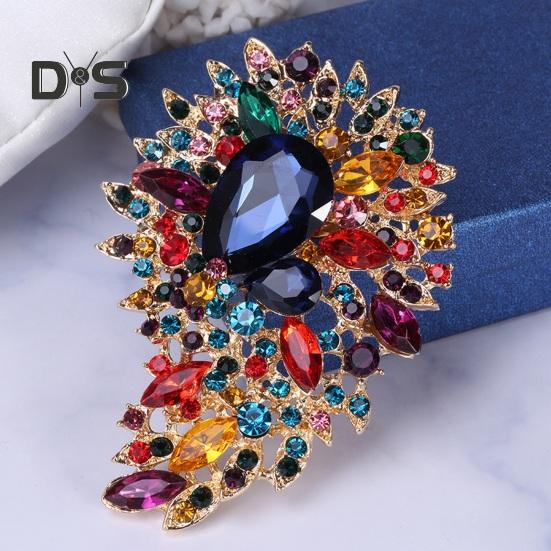 Vintage Crystal Brooch Anti-oxidation Anti-rust Alloy Lapel Pin Chic Colorful Crafted Pin Gift for Her