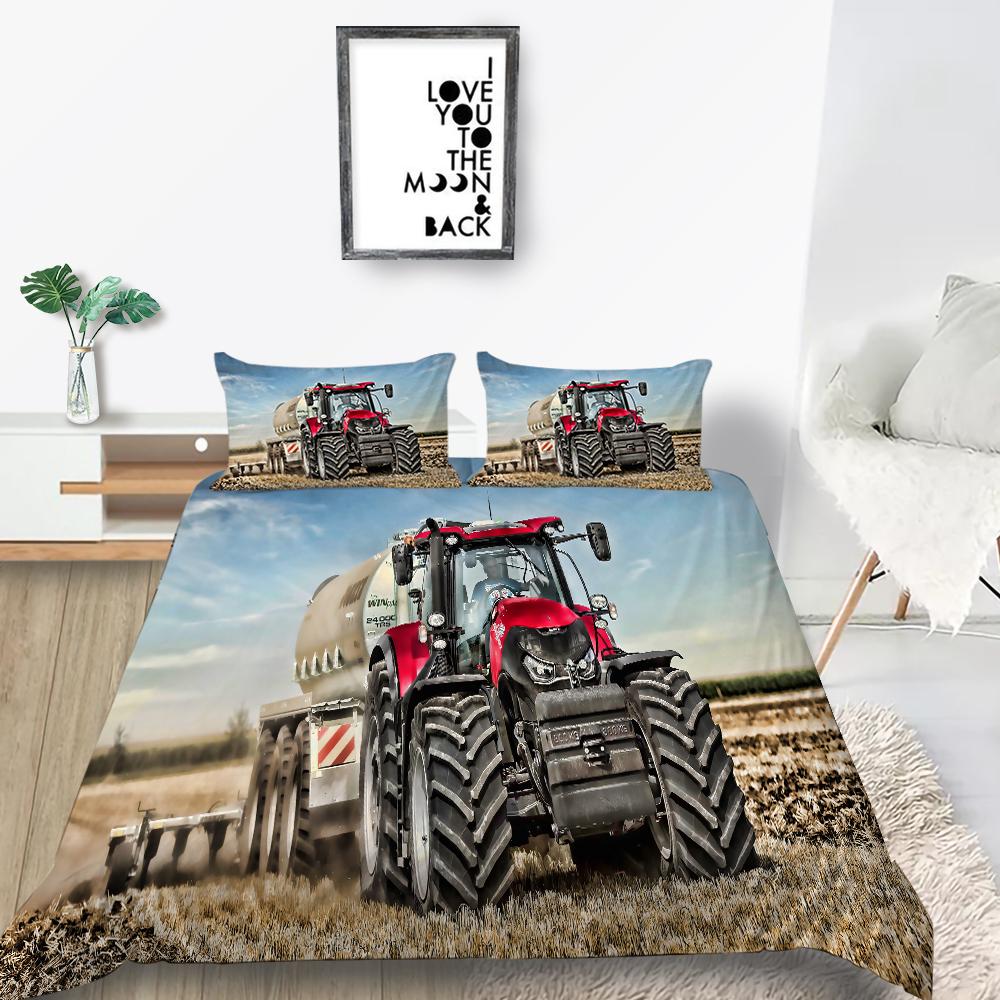 3D мультяшный комплект постельного белья для внедорожников, серия автомобилей, пуховое одеяло и наволочка с принтом из ультратонкой волокнистой ткани для быстрого высыхания украшения дома