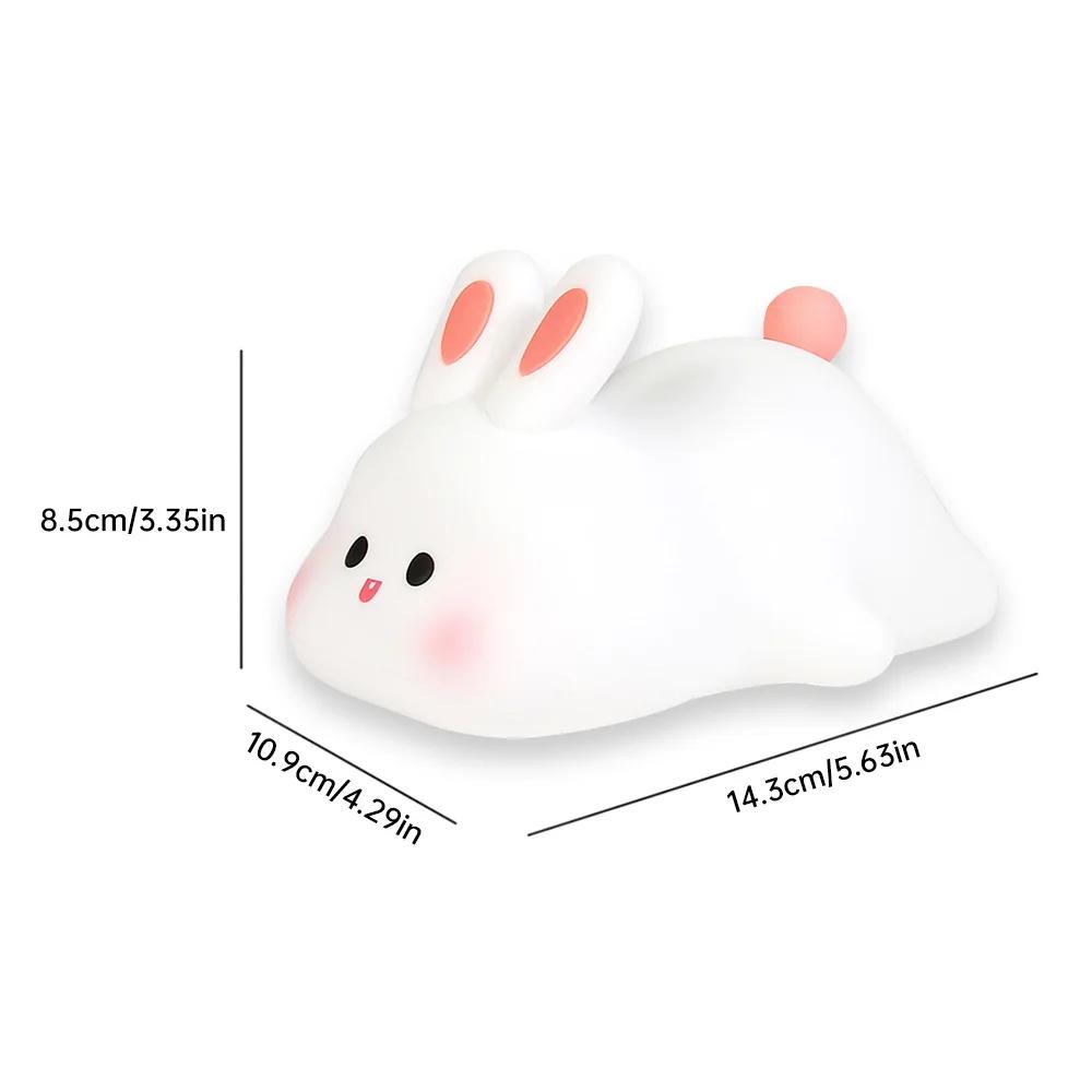 Light Nursing Lights Rabbit Lamp Bedside Led Dimmable 3-level Silicone Night Timed Decorative USB Cute Lights. Rechargeable