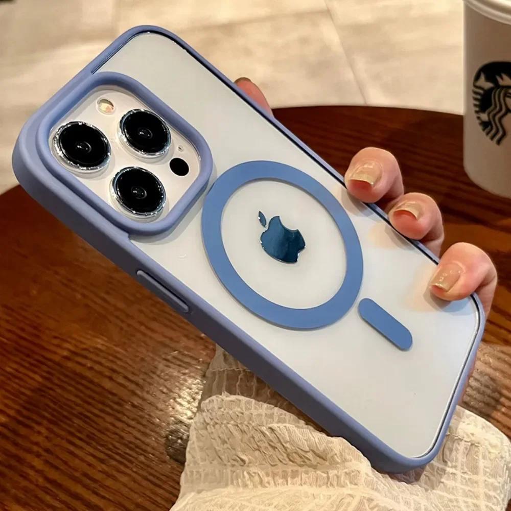 Роскошный прозрачный акриловый чехол с магнитами Magsafe для iPhone 17 Pro 16 15 14 13 12 11 Pro Max, беспроводная зарядка, розовый, жесткая поликарбонатная крышка