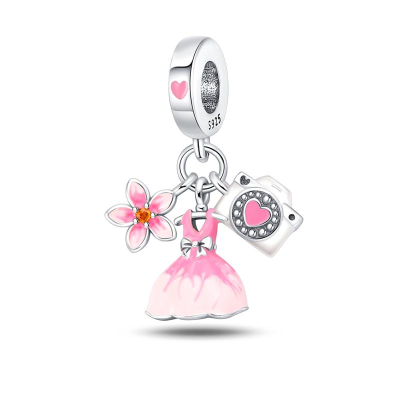 S925 Silver Airplane Travel Case Global Travel Series Charms Beads Fit Pan Bracelets DIY Fine Souvenir Jewelry