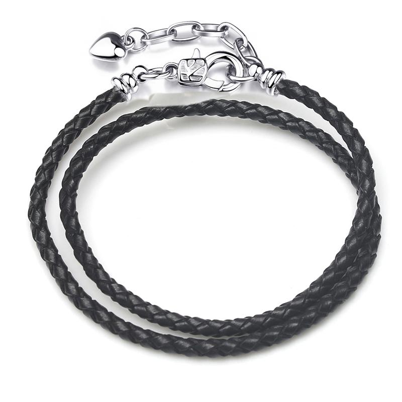 BAOPON White/Black Leather Chain Charm Bracelet Fits DIY Beads Bracelet for Women Lover Men Jewelry Gift