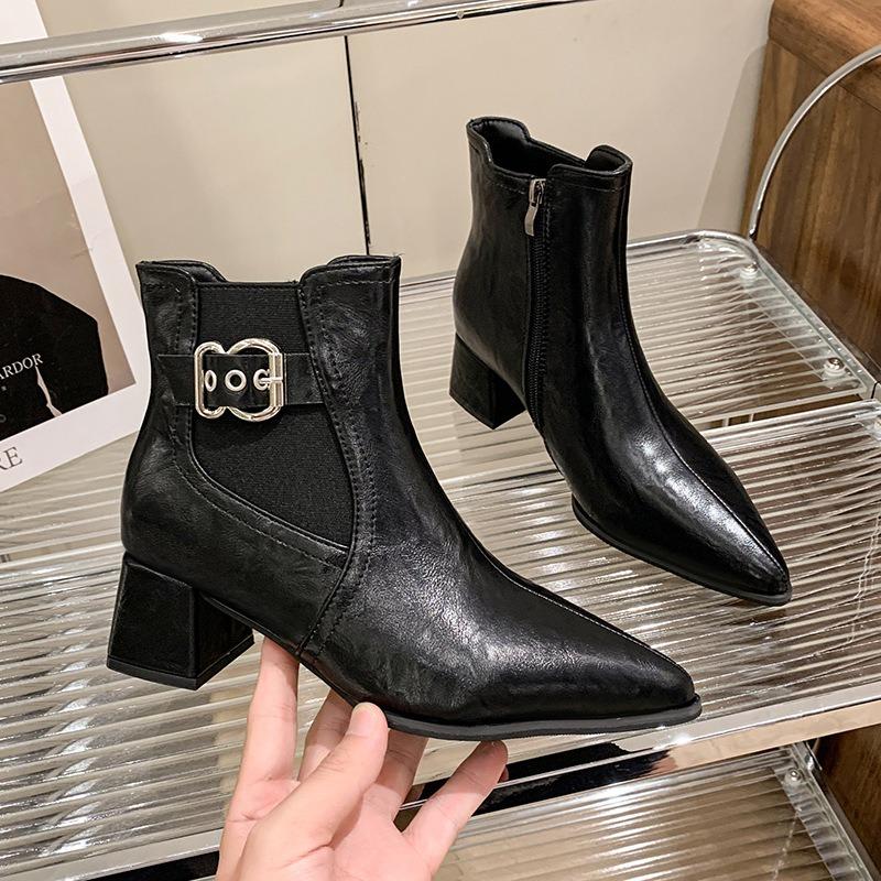 Модные ретро-модные ботинки челси с пряжкой на ремне для женщин, осенне-зимняя женская обувь на мягкой подошве, дизайнерские ботильоны большого размера для женщин
