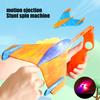 Foam Airplane Toy with Colorful Lights Whistling Spinner Manual Launching Glider Plane for Kids Outdoor Play