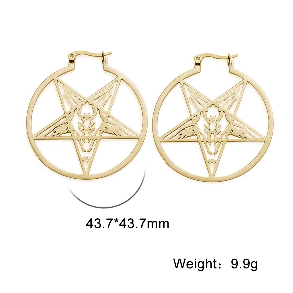 Stainless Steel Pentagram Hoop Earrings for Women Gothic Witchy Star Dangle Earrings Trend Amulet Jewelry