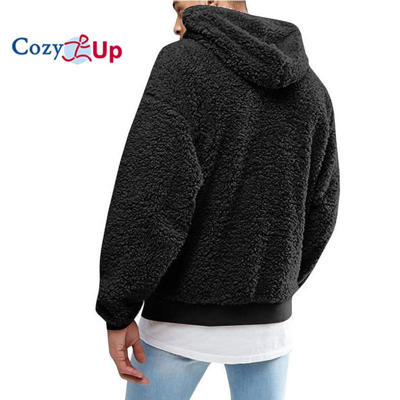 Cozy Up Мужской пушистый пуловер из шерпа, толстовки с капюшоном, спортивные толстовки с длинным рукавом и передним карманом, осенняя верхняя одежда, зимняя верхняя одежда с капюшоном