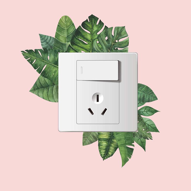 Наклейки на выключатель с тропическими листьями, Самоклеящиеся наклейки на стену для ванной, Водонепроницаемый декор в спа-стиле для дома
