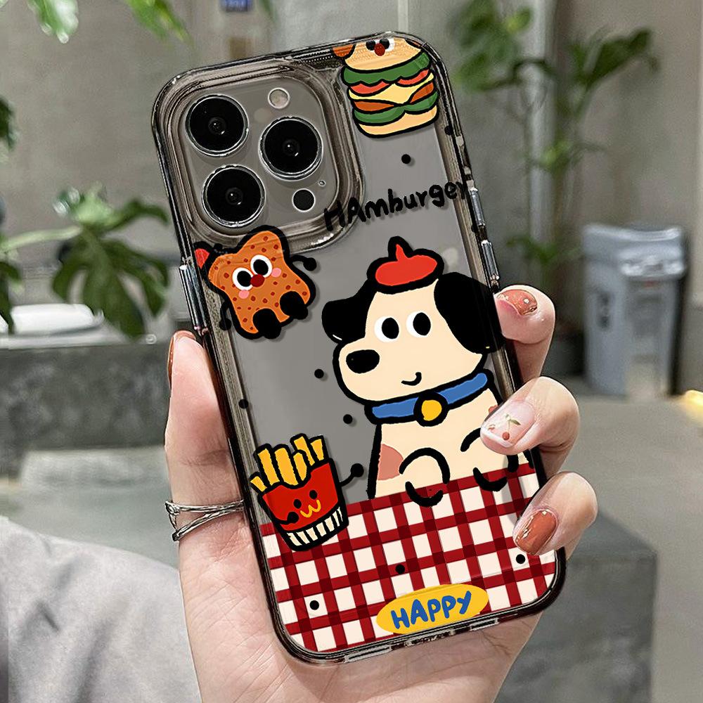 Картошка фри бургер собака для iPhone17promax космический чехол для телефона Apple 16 прозрачный 14/15 нишевый X поколение